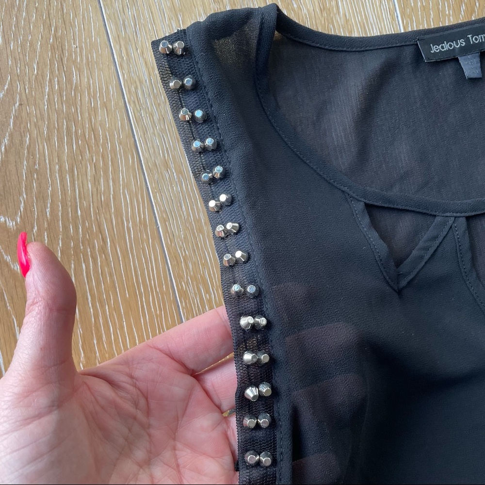 JEALOUS TOMATO Black Sleeveless Studded Blouse Top Size Medium